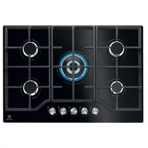 Electrolux KGG75362K Iebūvējama gāzes plīts virsma ar 5 gatavošanas zonām, 75 cm platumu, stikla virsmu, melna