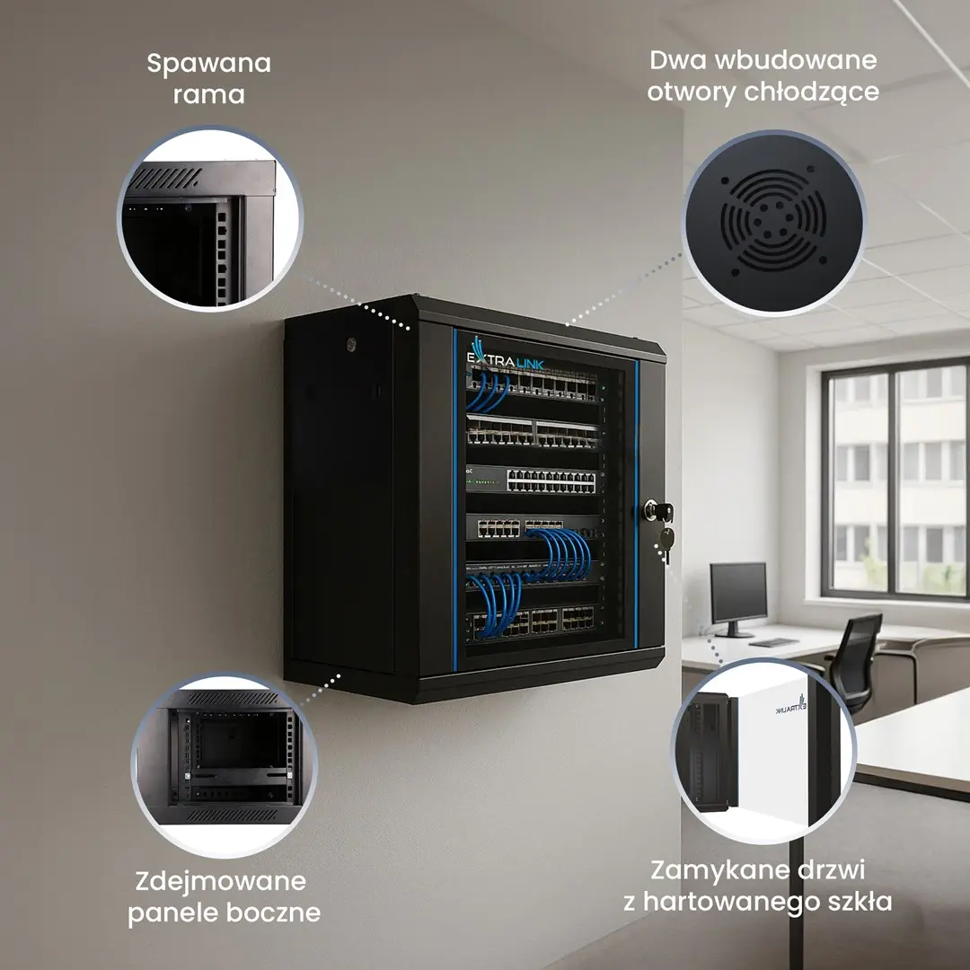 Wall mounted rack Extralink Extralink Rackmount cabinet 9U Photo 16