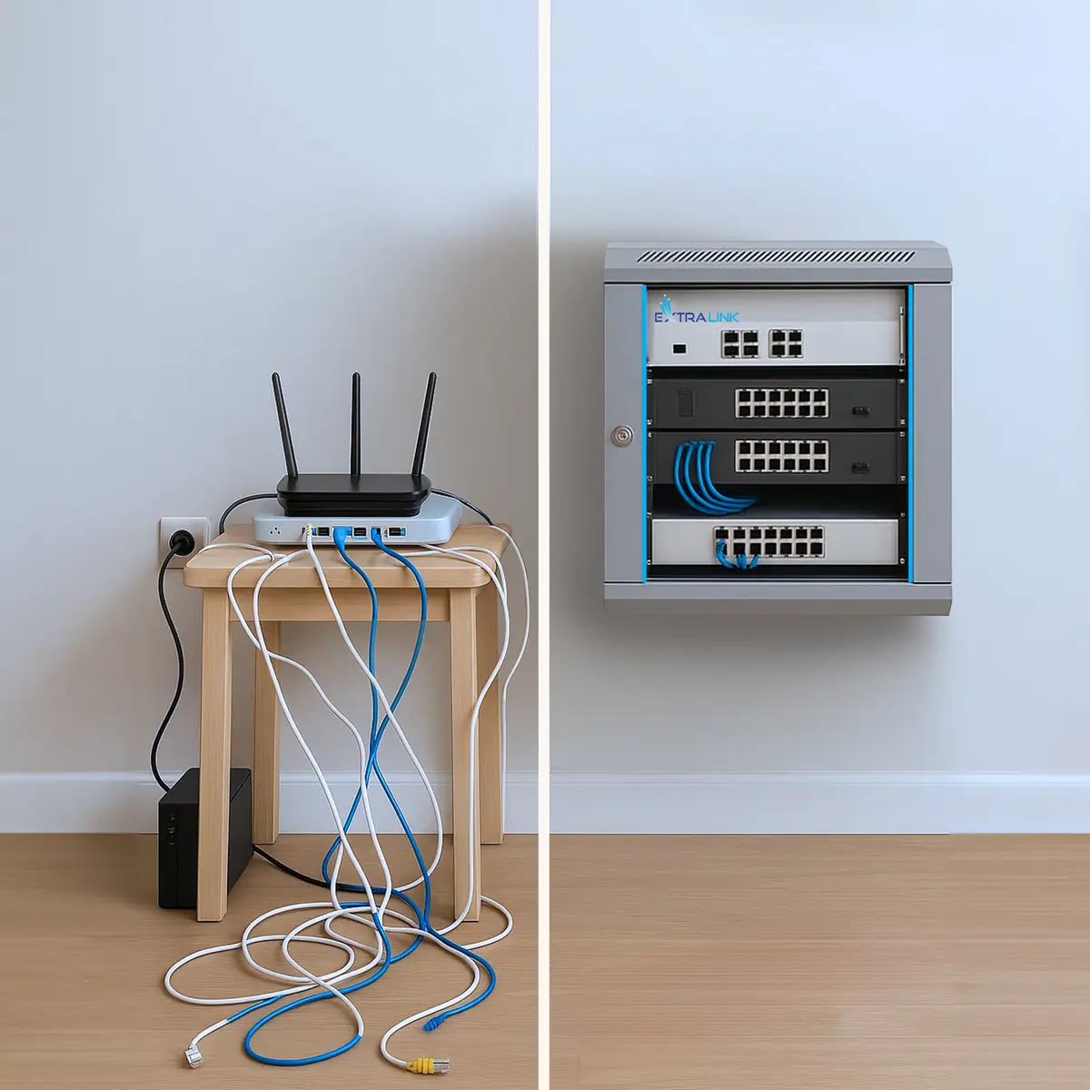 Extralink Wall Mounted Rack Cabinet 6U 600x450 Gray Photo 6