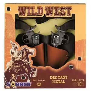 Toy Cowboy Revolver Set Pulio GONHER 147/0 metal with realistic design