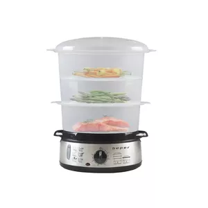 Beper BC.250 steam cooker 3 basket(s) Countertop 800 W Stainless steel, Transparent