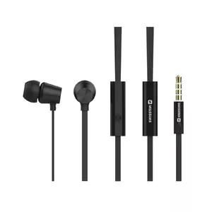 Headset SWISSTEN YS500 — wired in-ear headset for calls and music, 20–20000 Hz, 1.2 m cable, black
