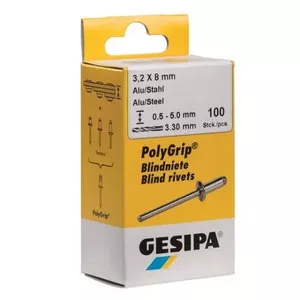 Blind rivet GESIPA 1432060 Stainless steel Grey 6.5mm head 3.2mm tail 8mm length
