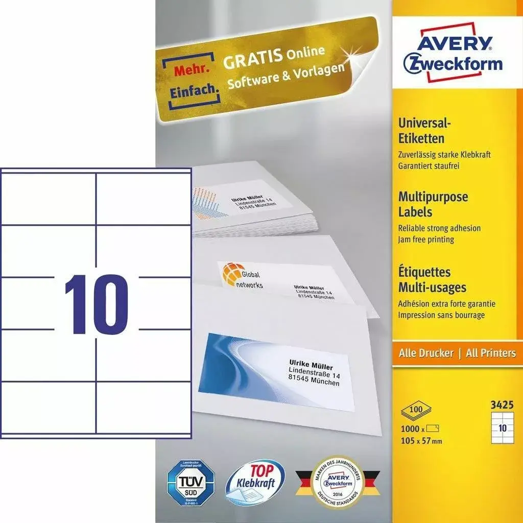 Pašlīmējošās etiķetes Avery Zweckform 3425 Photo 2