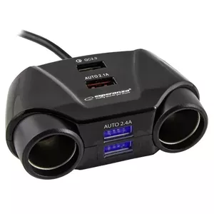Esperanza EZ132 AUTOMAŠĪNAS SPRIEGUMA ADAPTERI 2 LIGZDAS + 4 USB Quick Charge ports 3.0