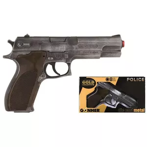 Toy dart gun Pulio Police gun metal GONHER 45/1 15545/1 — metal finish, single-shot toy firearm
