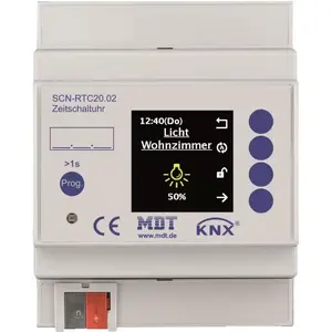 Programmable Timer MDT SCN-RTC20.02 — 20 channels, color display, 4TE DIN module
