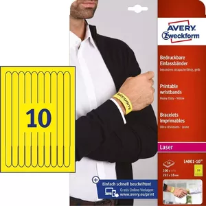 Этикетки Avery Zweckform L4001-10 — желтые прямоугольные, упаковка 265×18 мм