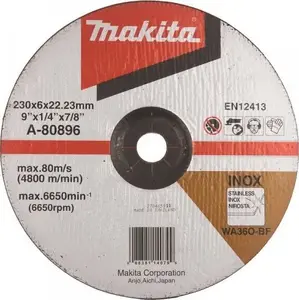 Slīpēšanas disks Makita A-80896 leņķa slīpmašīnām 230 mm, biezums 6 mm, 22 mm vārsts
