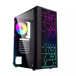 PC Case GEMBIRD Fornax 2500 Midi Tower Black — ATX/ITX support, tempered glass, RGB, 3x120mm front, 2x2.5" bays