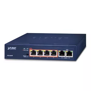 PLANET FSD-604HP сетевой коммутатор Неуправляемый Fast Ethernet (10/100) Питание по Ethernet (PoE) Синий