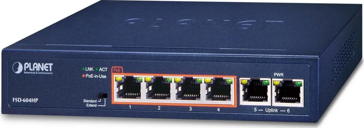 Neadministrēts slēdzis PLANET FSD-604HP Photo 2