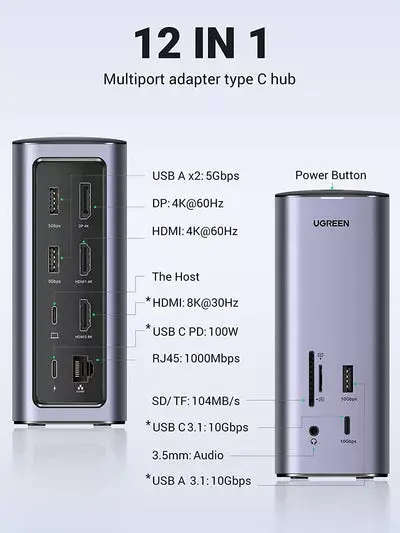 Ugreen USB-C Doku stacija 12-in-1 Photo 2