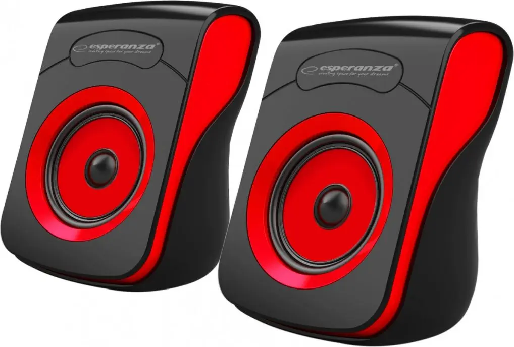Skaļruņi 2.0 USB FLAMENCO melni-sarkani