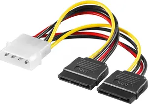 Iekšējais barošanas kabelis Akyga AK-CA-16 — Molex 4-pin uz 2× SATA 15-pin, 0.15 m