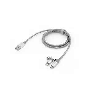 USB A to Micro-USB B/Lightning cable VERBATIM 48869 — 1 m, aluminium grey