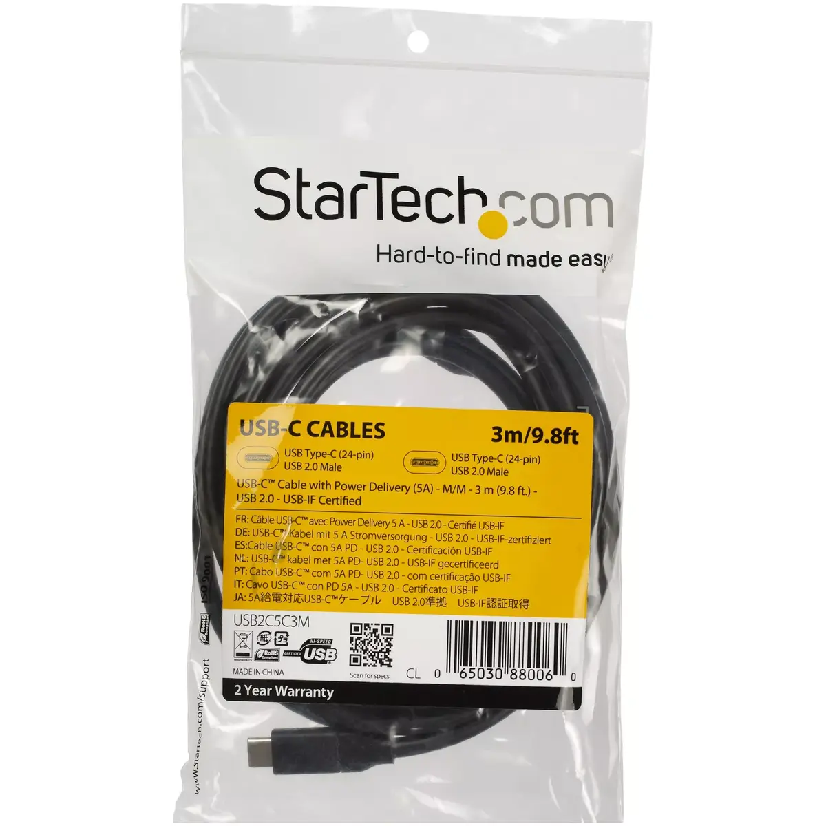USB-C uz USB-C kabelis StarTech.com USB2C5C3M Photo 4