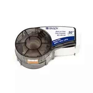 Self-adhesive printer label Brady 110900 (Acrylic/Polyester) 1.27 cm x 6.4 m, Black/Translucent/White