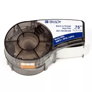 Self-adhesive printer label Brady M21-750-595-OR, vinyl, orange, 1.91 cm x 6.4 m
