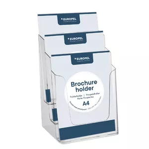 Brochure holder Europel 3xA4 Transparent Polystyrene