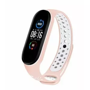 Силиконовый ремешок iLike для Xiaomi Mi Band 5 — Dots розово‑белый