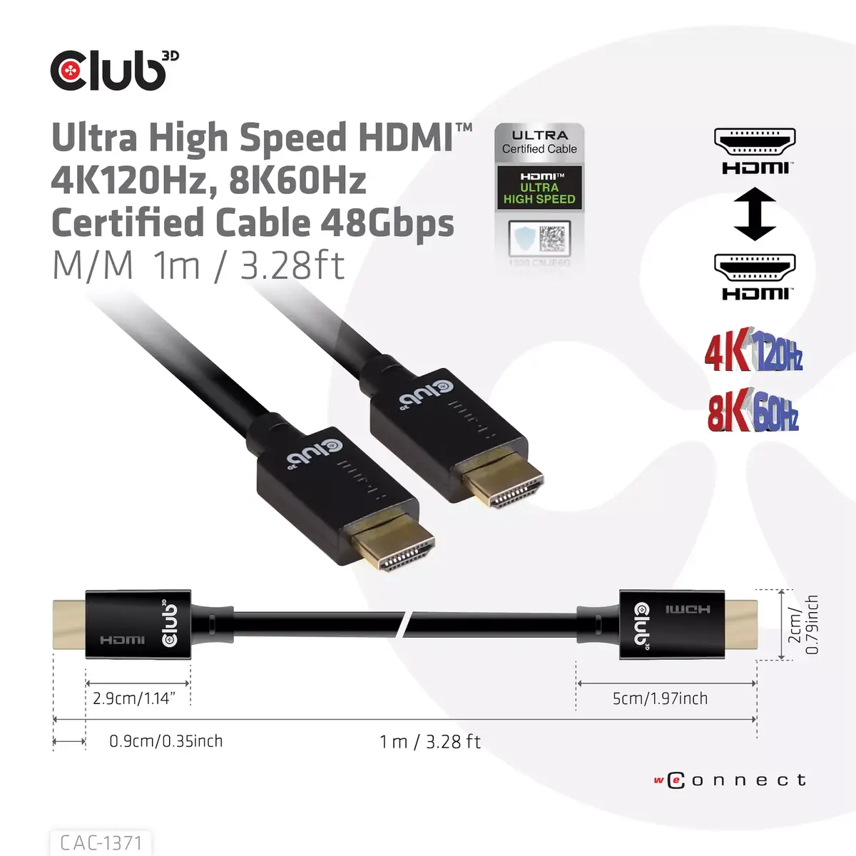 HDMI кабель CLUB3D Ultra High Speed 4K120Hz 8K60Hz Photo 4