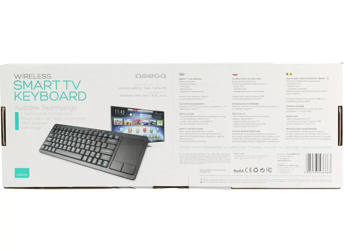 Bezvadu tastatūra OMEGA OKB004B priekš Smart TV Photo 10