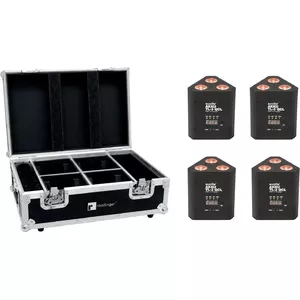 LED battery uplight EUROLITE AKKU TL-3 QCL RGB+UV set of 4 with charging case