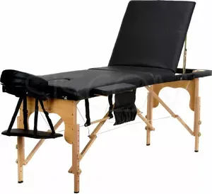 Masāžas galds Bodyfit 3-segmentu melns ar piederumiem un somu