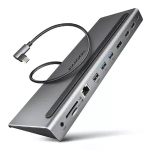 Docking station Axagon HMC-4KX3 USB-C 5Gbps hub, 3x USB-A, 2x HDMI, DP, RJ-45, SD/microSD, audio, PD 100W, cable 40cm