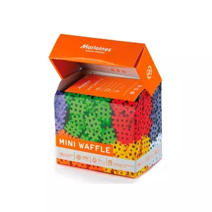 Interlocking construction blocks Marioinex Mini Waffle 300 — 300-piece multicolour set with storage box, washable