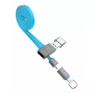 USB data cable HOCO UPL03 2‑in‑1 Blue — Apple Lightning and Micro‑USB