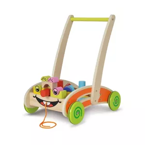 Push & Pull Toy Eichhorn for infants, multicolour wooden stroller with 4 wheels, age 1–36 months