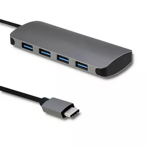 Хаб QOLTEC 50379 USB-C → USB-A — Host USB 3.2 Gen 1 Type‑C, порты USB 3.2 Gen 1 Type‑A, серый, 230×52×23 мм