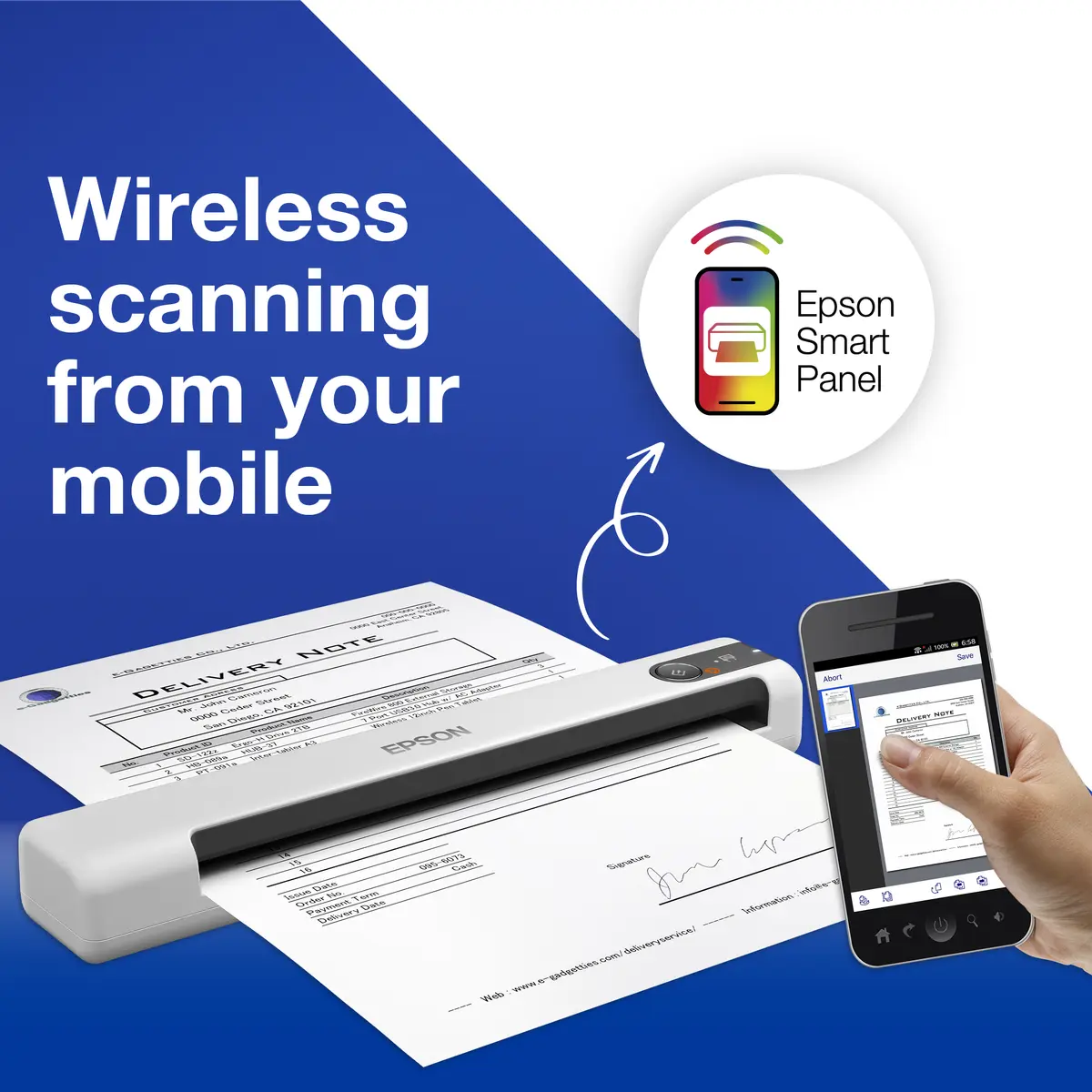 Беспроводной портативный сканер Epson WorkForce DS-80W Photo 2