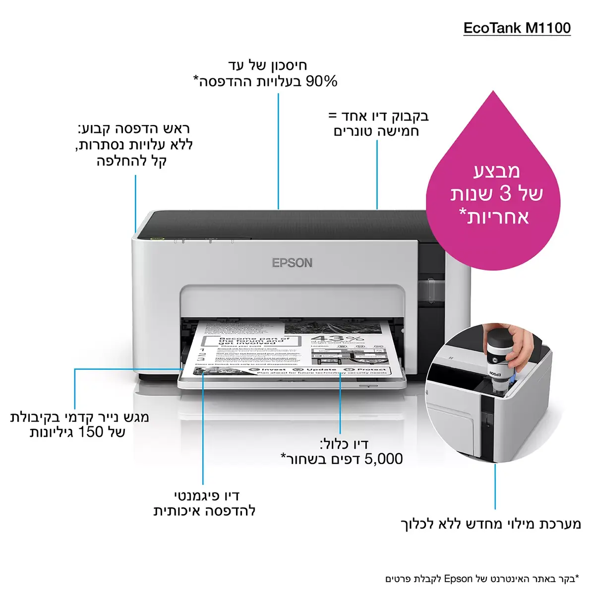 Струйный принтер Epson EcoTank ET‑M1100 Photo 9