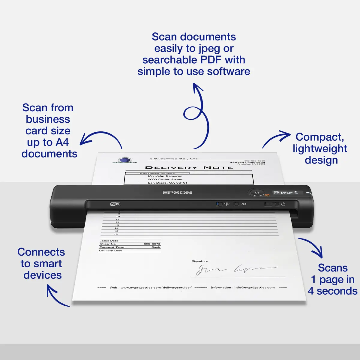 Epson WorkForce ES-60W Rokas skeneris Photo 3