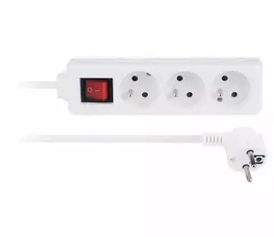 Сетевой удлинитель LIBOX LB0081-3 с 3 розетками и кабелем длиной 3 метра, белый