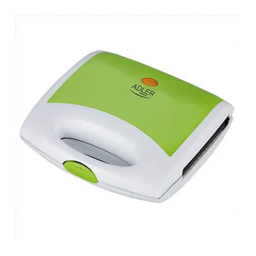 Adler AD 3020 Sandwich maker, Non-stick coated plates, Cool touch plastic housing, Ready/Power indicator, Triangle sandwiches, Green