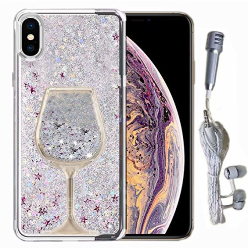 Case Hardcase iPhone X/Xs silver Glitter Hearts