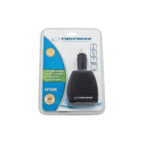 ESPERANZA Inverter Voltage 75W EZ104K | DC 12V/AC 220-230V | 1x USB 5V 1,5A