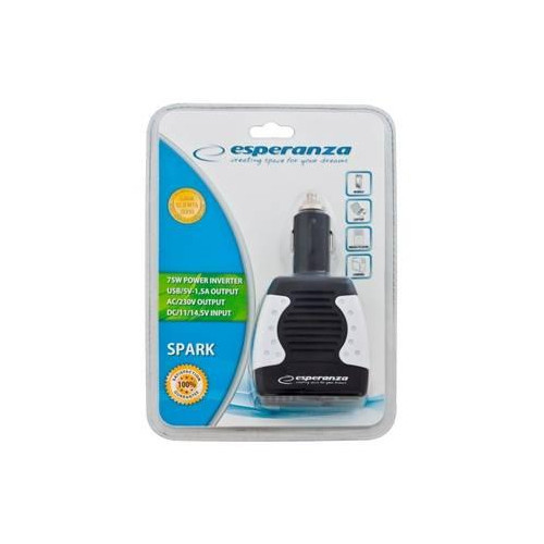 ESPERANZA Inverter Voltage 75W EZ104W | DC 12V/AC 220-230V | USB 5V 1500mA